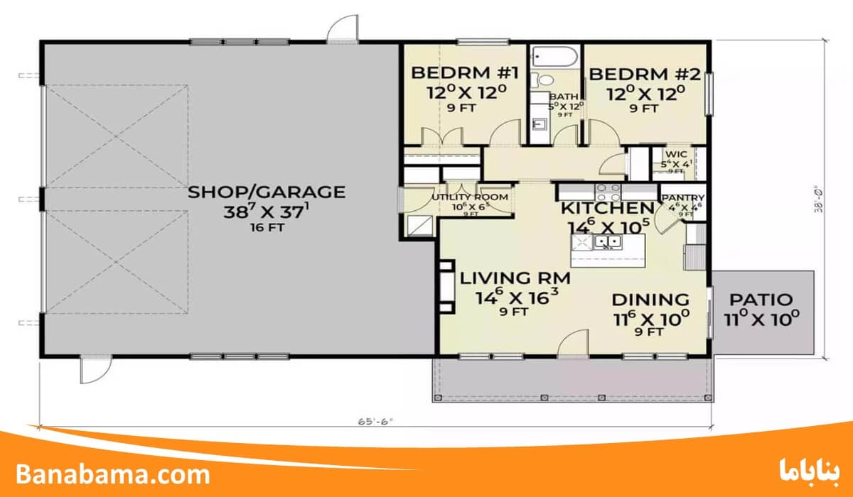 نقشه خانه ویلایی دو خوابه 120 متری