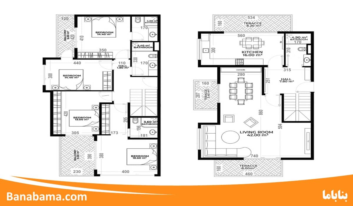 نقشه خانه ویلایی دوبلکس 120 متر