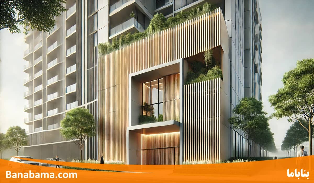 نمای ساختمان اداری با AI