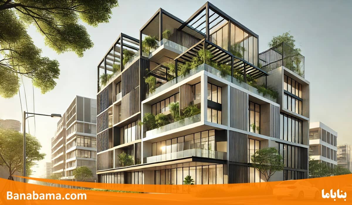 نمای ساختمان مدرن با هوش مصنوعی